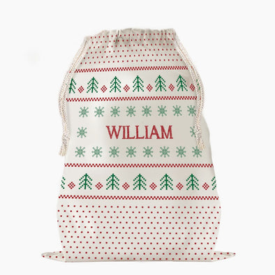 Custom Christmas Dot Snowflakes Drawstring Sack for Kids | Personalized Santa Bag.
