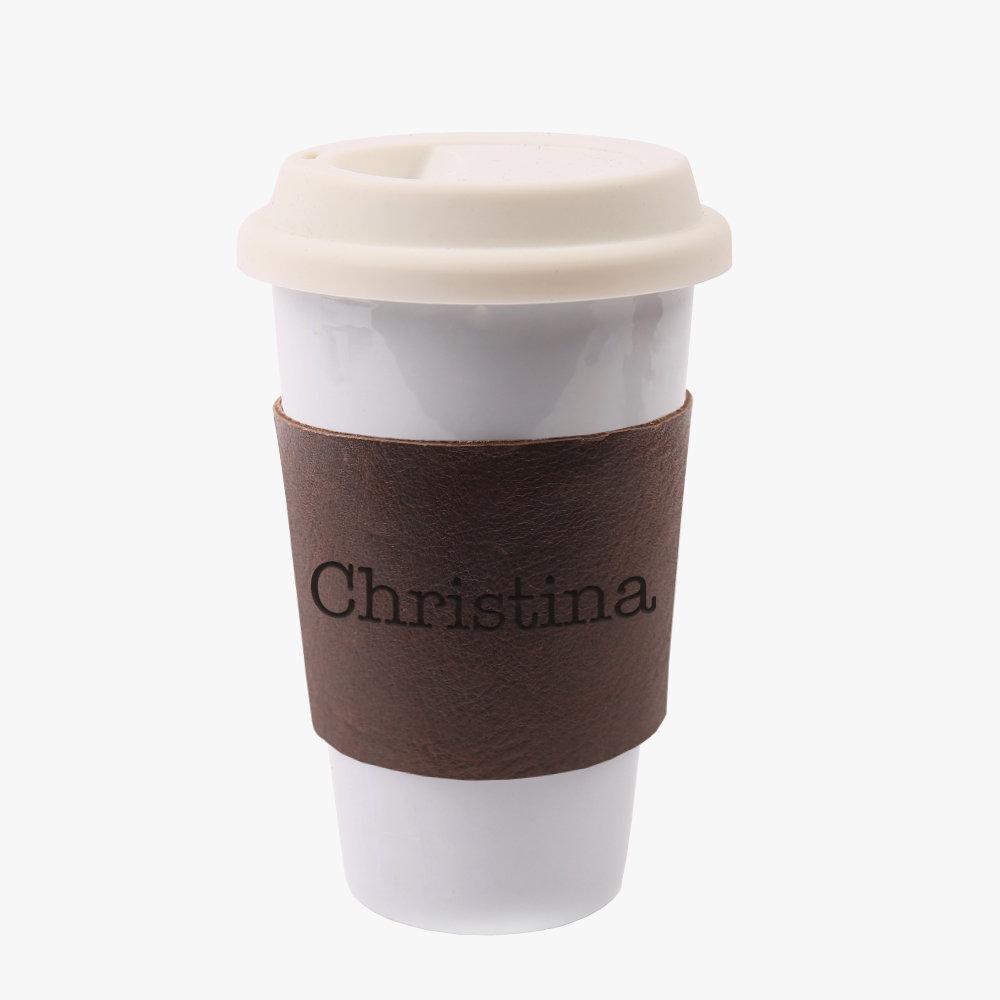 Flash Sale - Custom Coffee Lover Leather Cup Wrap.