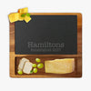 Personalized Established Family Square Cheese Slate Board w/ Acacia Base | Custom Cheese Board.