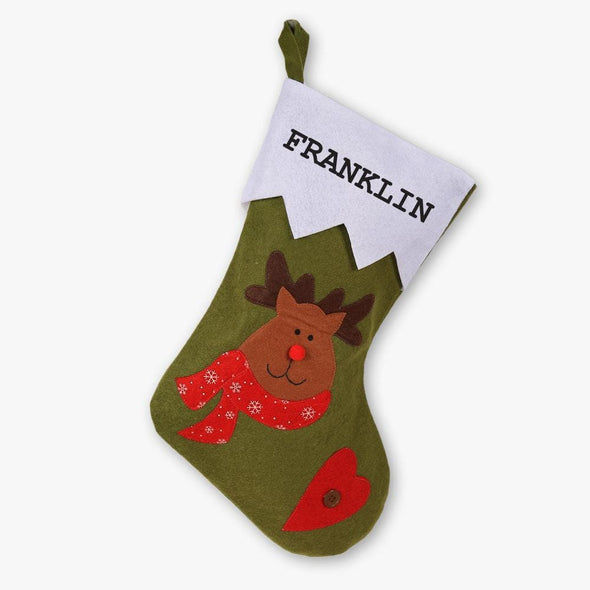 Custom Red Nosed Reindeer Christmas Stocking.