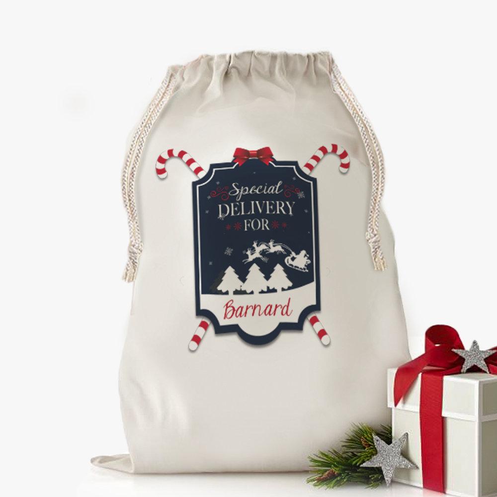 Custom Santa's Special Gift Christmas Drawstring Sack.