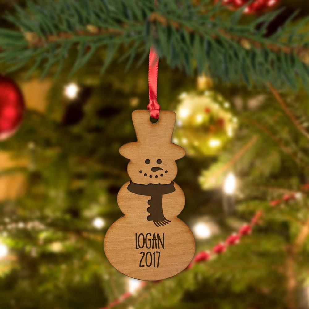 Custom Snowman Christmas Wood Ornament | Monogram Online