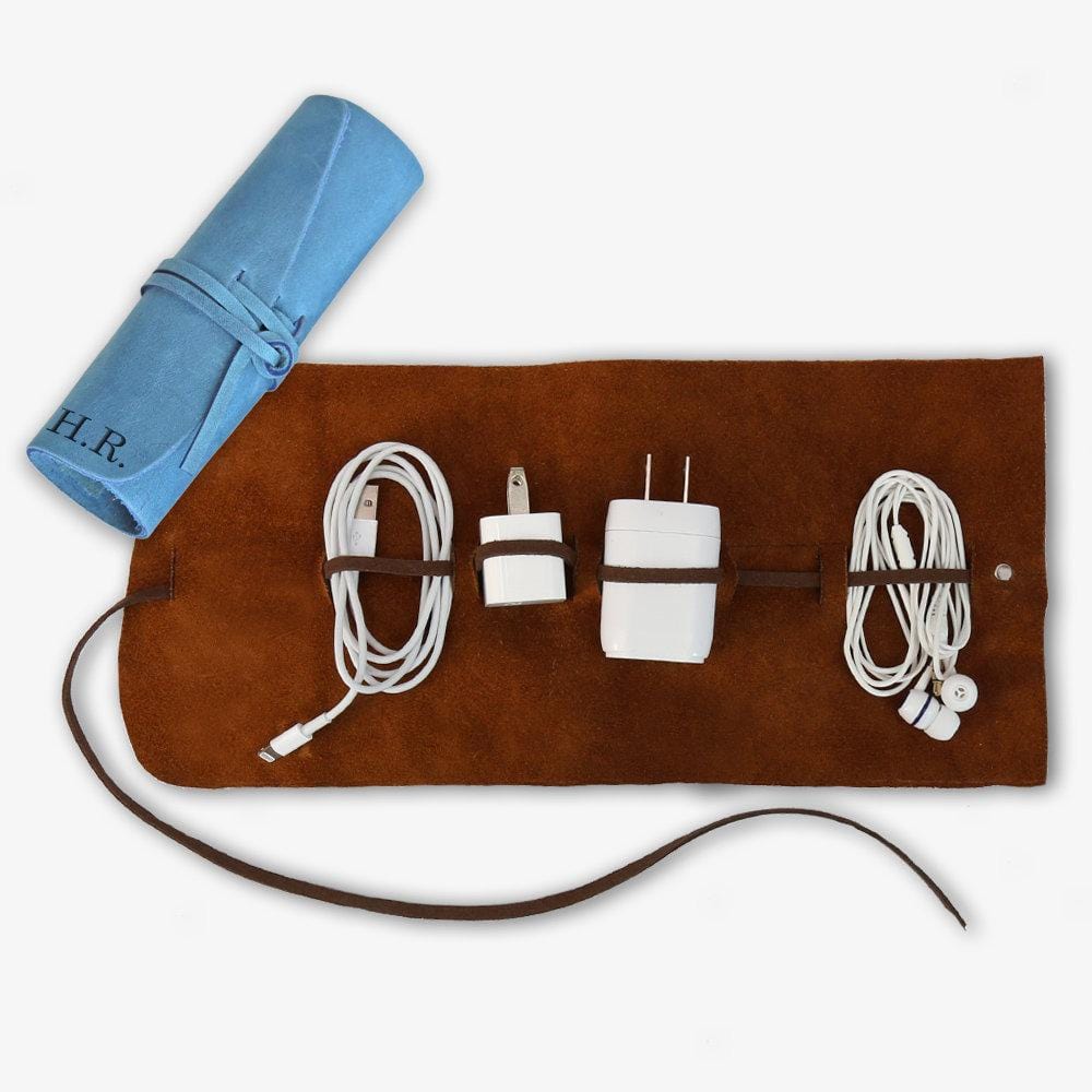 Customized Genuine Leather Multi Cord Large Organizer.
