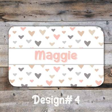 Design your own pet name on a machine washable floor mat.