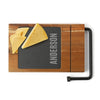 Cork Minus Bottle Personalized Slate/ Cheese Slicer w/ Acacia Wood Base.