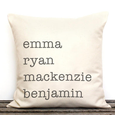 Family Names Personalized Decorative Canvas Throw Pillow.