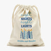 Eight Night Eight Lights Custom Drawstring Sack | Personalized Hanukkah Gifts Bag.