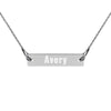 Engraved Silver Bar Chain Necklace.