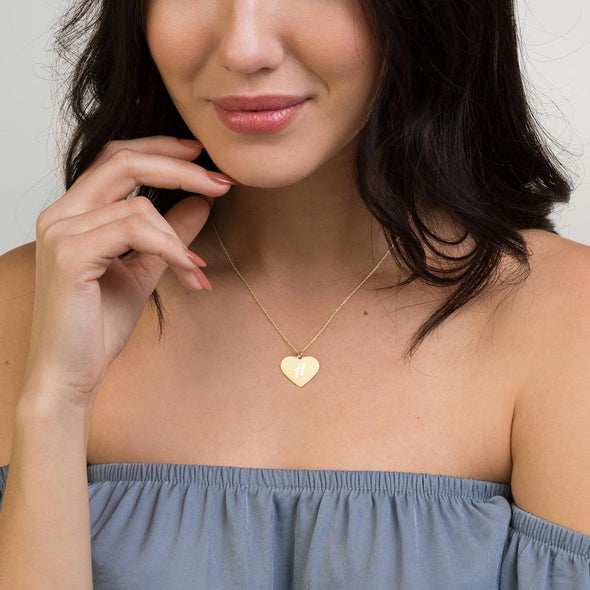 Engraved Silver Heart Necklace.