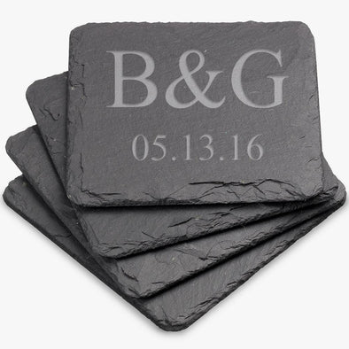 Exclusive - Personalized Square Slate Coasters.