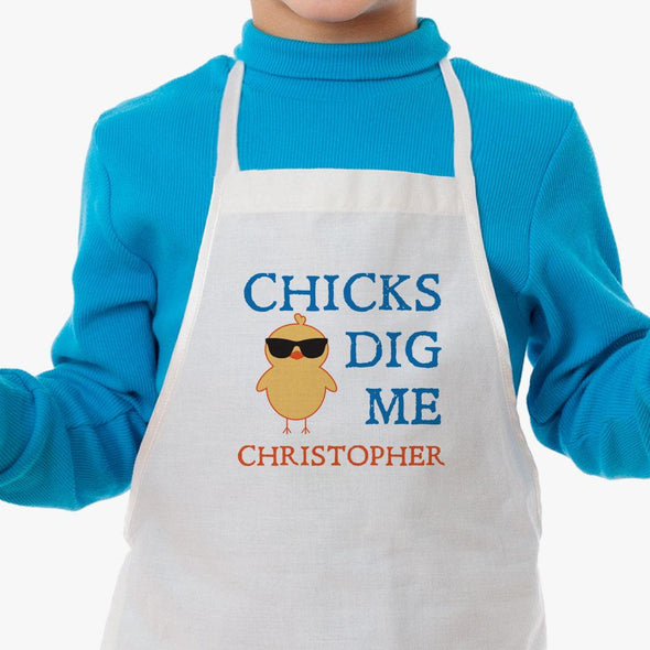 Exclusive Sale - Chicks Dig Me Personalized Kids Apron.