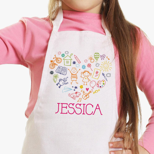 Exclusive Sale - Happy Heart Personalized Kids Craft Apron.