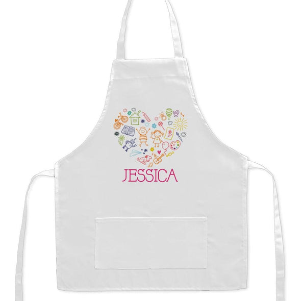 Exclusive Sale - Happy Heart Personalized Kids Craft Apron.