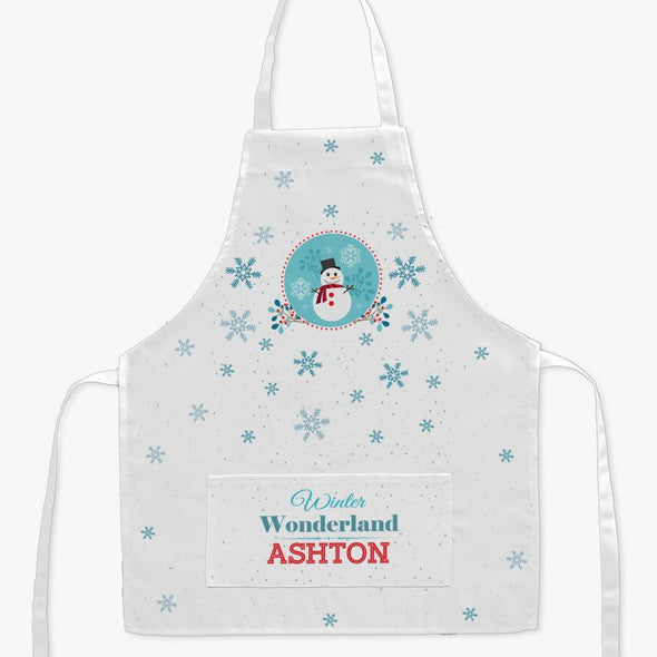 Personalized Kids Winter Wonderland Snowman Craft Apron.