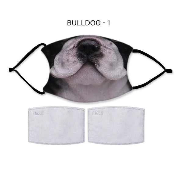 BULLDOG FACE Fashion Design Printed Reusable Face Mask collection (Includes 2 FREE filters)