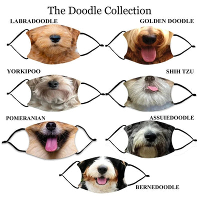 DOODLE DOG FACE Fashion Design Printed Reusable Face Mask collection