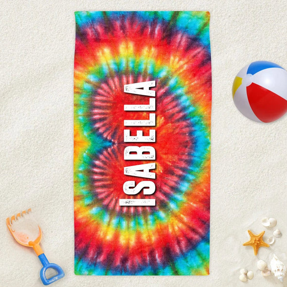 Personalize a Towel with any Name(s) and Tie Dye designs - Create your own design 2 Sizes to choose from