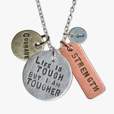 Life Is Tough But I Am Tougher Custom Charm Necklace.