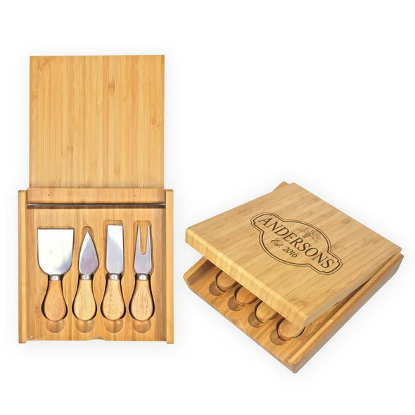 Customized Bamboo Cheese Set with 4 Tools.
