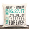 Established Personalized Decorative Canvas Throw Pillow.