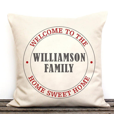 Welcome Personalized Decorative Canvas Throw Pillow Case Cover.
