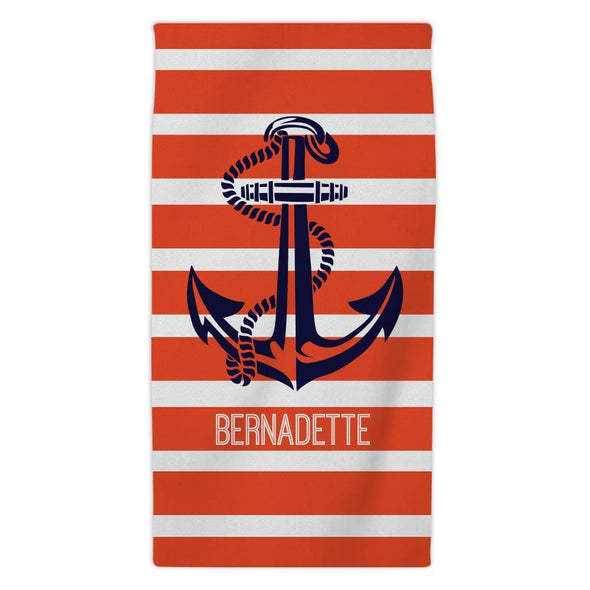 Personalized Sailor Anchor Mini Beach Towel for Kids.