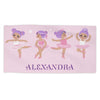 Ballerinas Personalized Beach or Bath Towel for Girls.