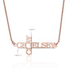 .925 Sterling Silver Cross Double Name Necklace