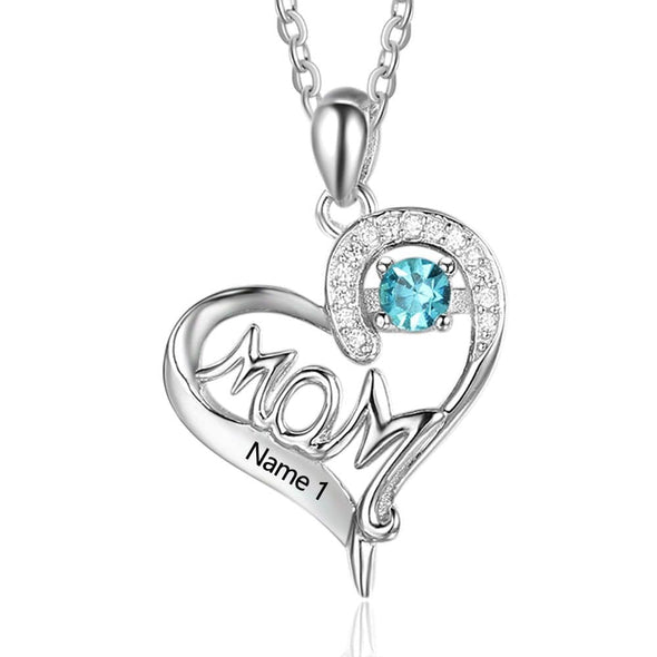 925 Sterling Silver Heart Necklace with Mom