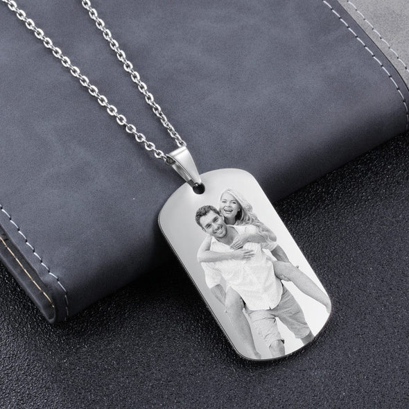 Personalized Photo Pendant Necklace with 14K White Gold over Stainless Steel