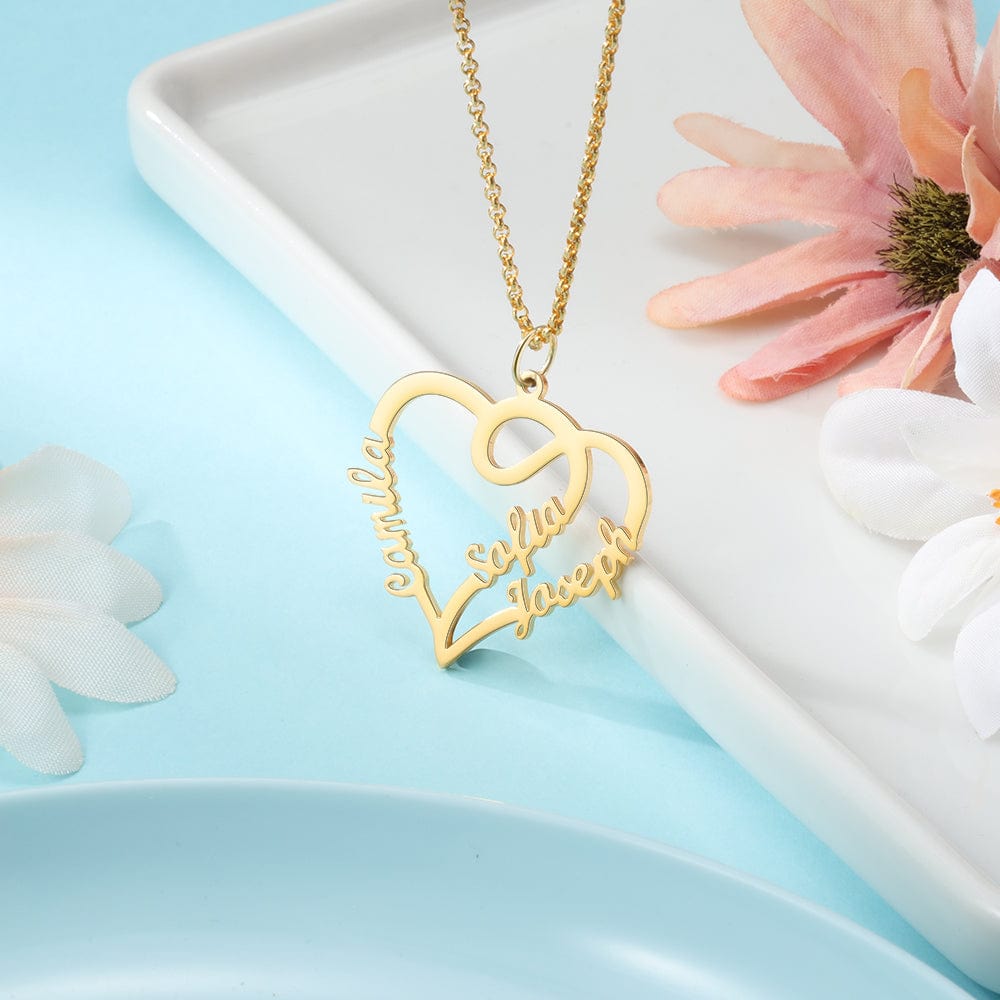 Custom Louisiana State Shaped Necklaces with Heart Name Rose Gold