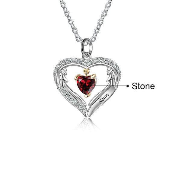 .925 Sterling Silver Necklace with 1-6 names and Birthstones