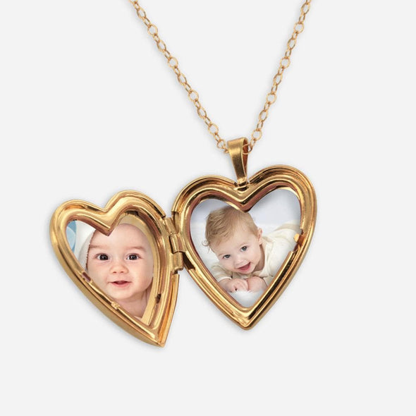 Non-personalized Sterling Silver .925 Heart Locket Pendant in Yellow or Rose Gold over Silver