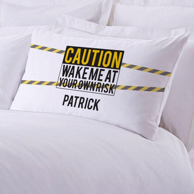 Personalized Caution Sleeping Pillowcase.