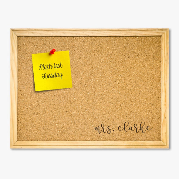 Personalized w/ Name Cork Memo Board | Custom Teacher Gift.