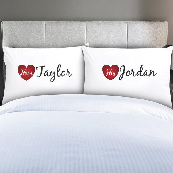 Personalized Couples His & Hers Sleeping Pillowcases.
