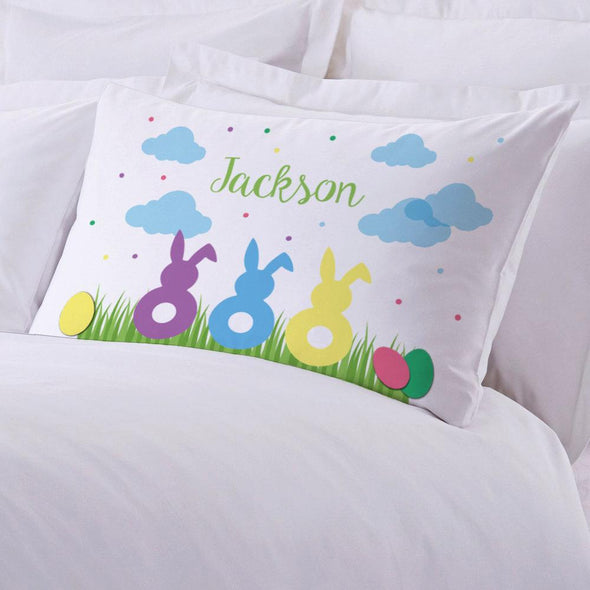 Personalized Easter Bunnies Kids Sleeping Pillowcase.