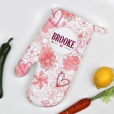 Personalized Floral Oven Mitt.