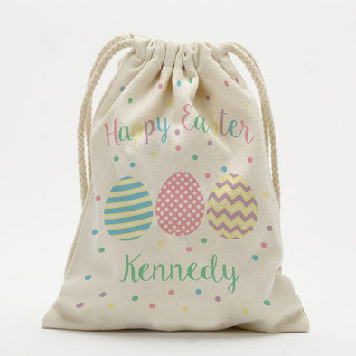 Personalized Happy Easter Drawstring Sack.