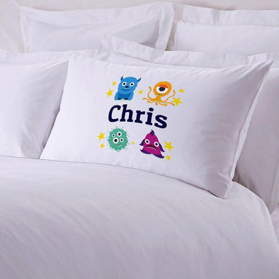 Personalized Kid's Little Monsters Sleeping Pillowcase.