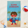 Superhero Character Personalized Beach Towel for Kids.