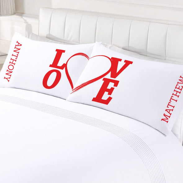 Personalized Love Couples Valentine's Day Sleeping Pillowcase Set.