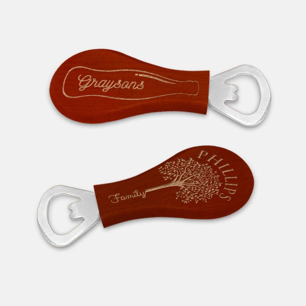 Personalized Rosewood Magnetic Bottle Opener.