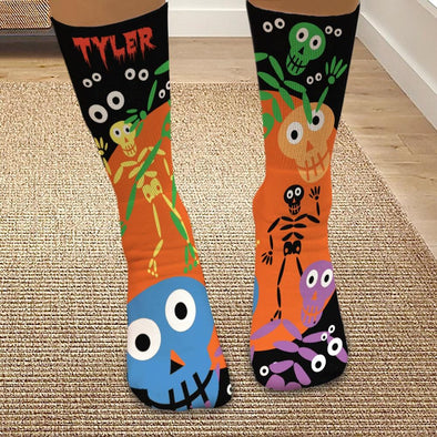 Personalized Skeleton Halloween Tube Socks.