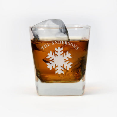 Personalized Snowflake Whiskey Glass.