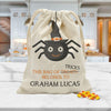 Personalized Spider Halloween Drawstring Sack | Custom Trick or Treat Bag.