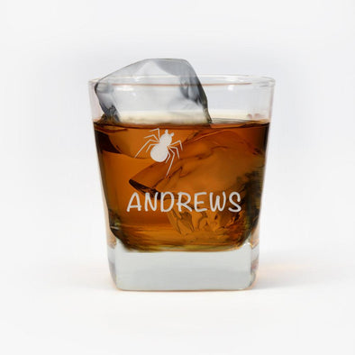 Personalized Spider Whiskey Glass.