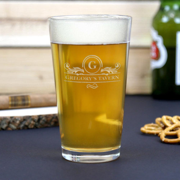 Personalized Tavern Beer Pint Glass.