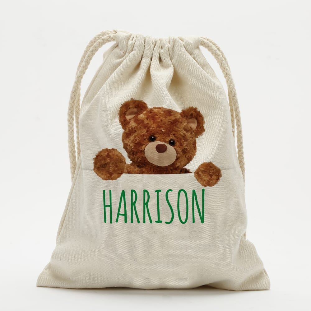 Personalized Teddy Bear Drawstring Sack | Monogram Online
