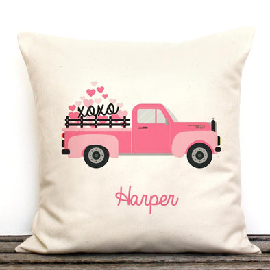 Vintage Pink Ride Personalized Decorative Canvas Throw Pillowcase.